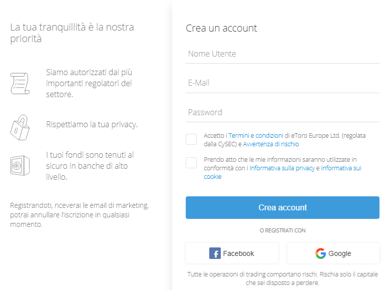 registrazione su eToro