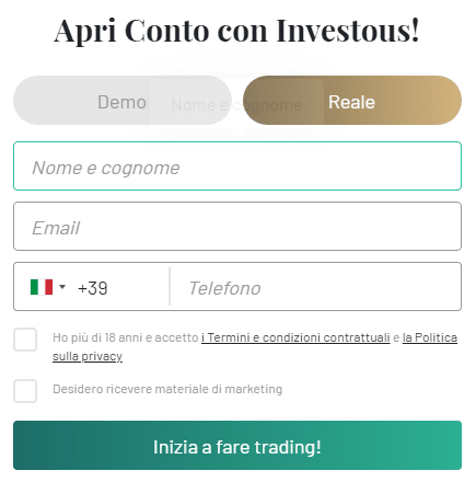 registrazione su investous