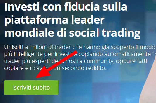 registrazione per la demo di eToro