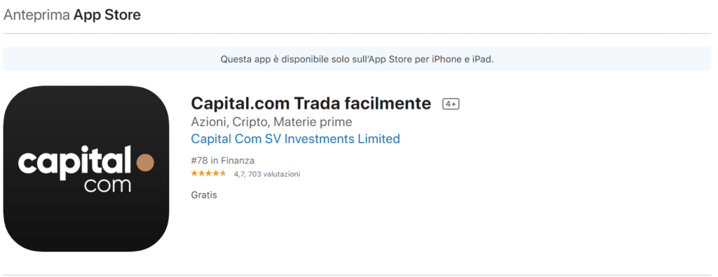 opinioni clienti dispositivi apple - capital.com app