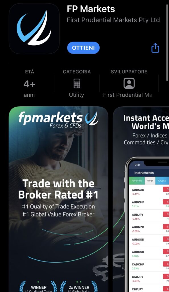 L'applicazione per smartphone di FP Markets